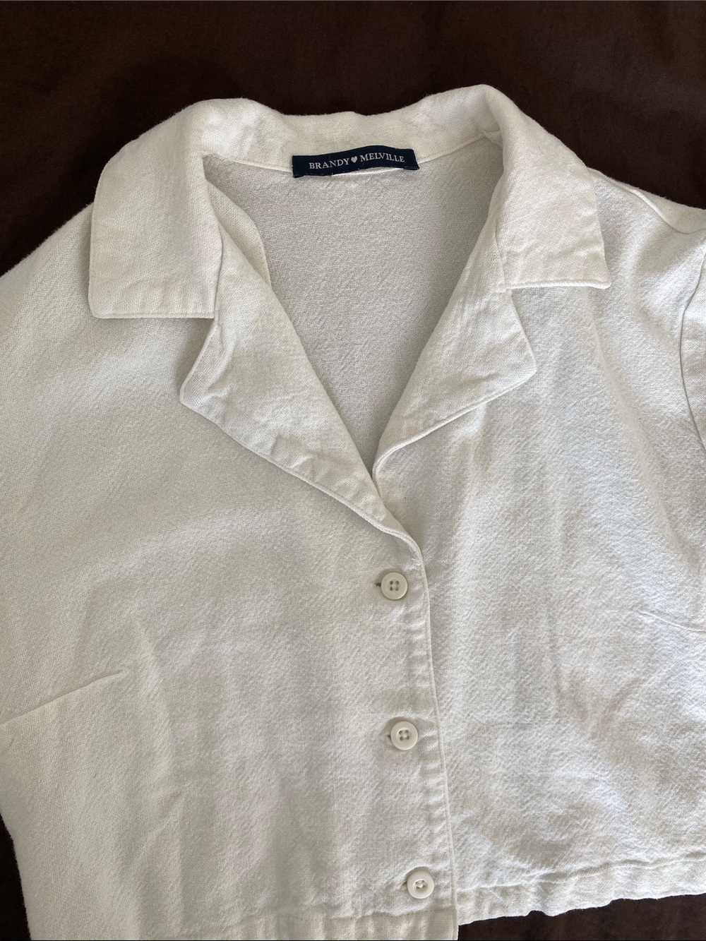 Brandy Melville Cream Button-Front CropTop